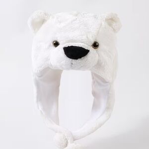 Cozy White Furry Polar Bear Hat